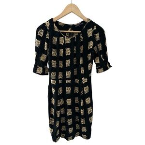 Sugarhill Boutique Black Owl Print Shift Dress XS Women’s Party Day-to-Night